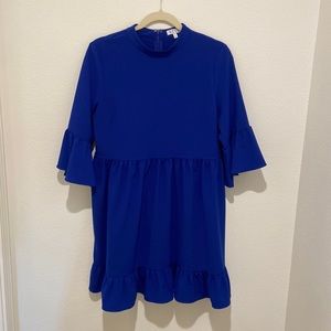 Royal Blue ruffle sleeve dress. Medium